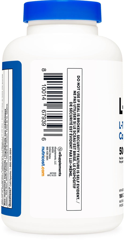 Nutricost L-Tyrosine Supplement (500mg) 180 Capsules - Gluten Free & Non-GMO 🍁 All In One Marketplace Canada