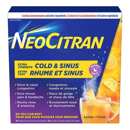 NEOCITRAN® ES Cold & Sinus Night Lemon 🍁 All In One Marketplace Canada