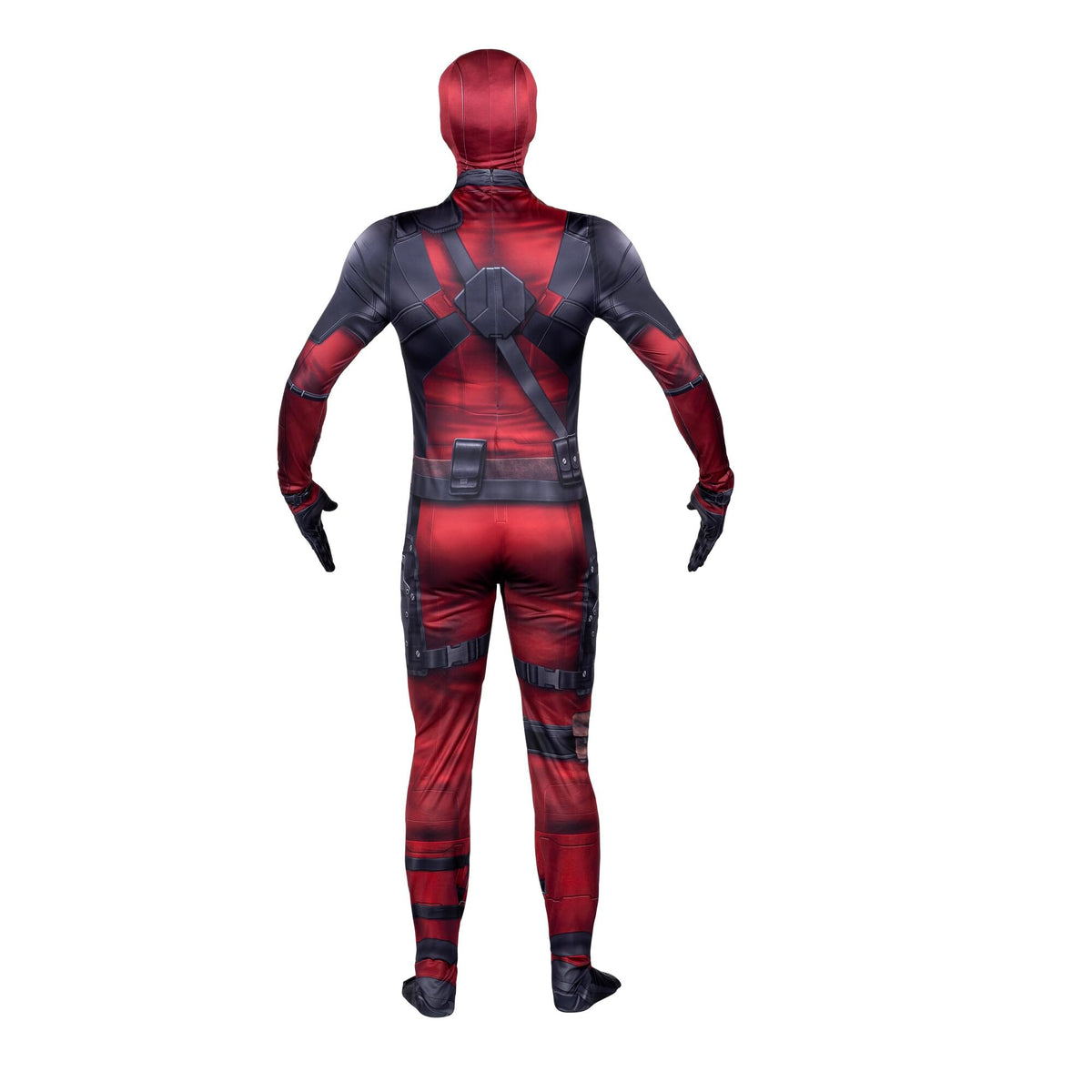MARVEL Deadpool Official Adult Deluxe Zentai Halloween Costume - Stretch Spandex with Wrist Slits (L)