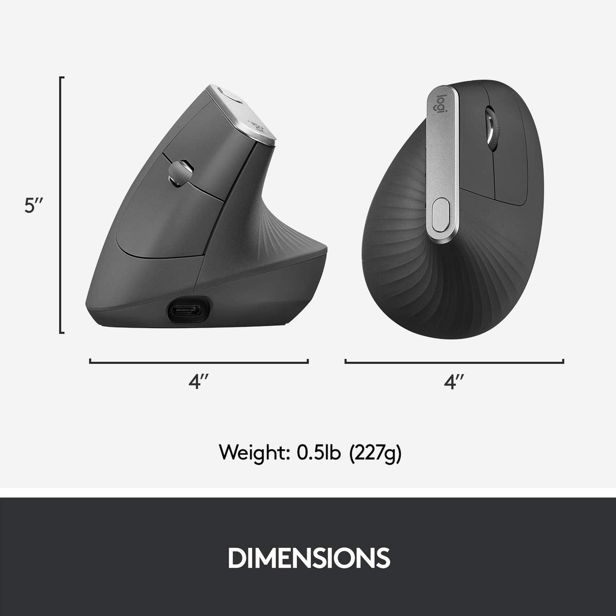 Logitech MX Vertical Wireless Mouse – Ergonomic Design Reduces Muscle Strain, Move Content Between 3 Windows and Apple Computers, Rechargeable, Graphite 🍁 All In One Marketplace Canada