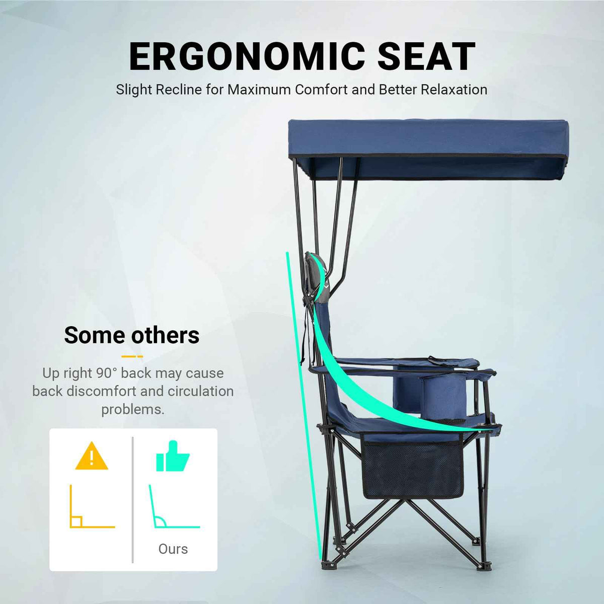 Overmont Beach Chair with Cooler and Umbrella - Sunshade Backpack Folding Canopy Chair with Two Arm Rest Cup Holder Carry Bag - Portable for Sand Camping Travel Outdoor Pool 330 lbs Blue 🍁 All In One Marketplace Canada