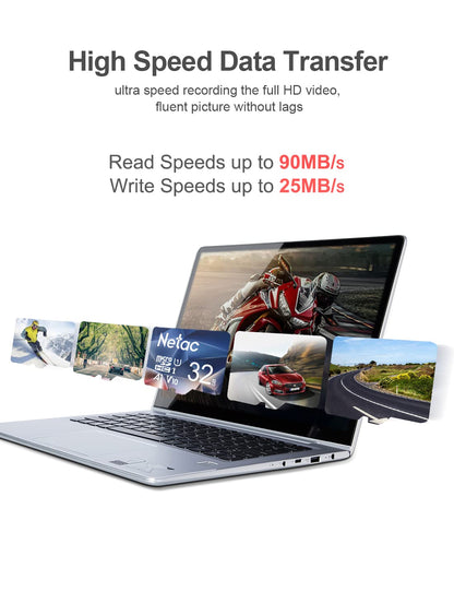 Netac 32GB Micro SD Card Micro Mini SD Card SDHC UHS-I Memory Card, High Speed TF Card up to 90MB/s - Full HD Video Recording U1, Class10, V10, A1 🍁 All In One Marketplace Canada