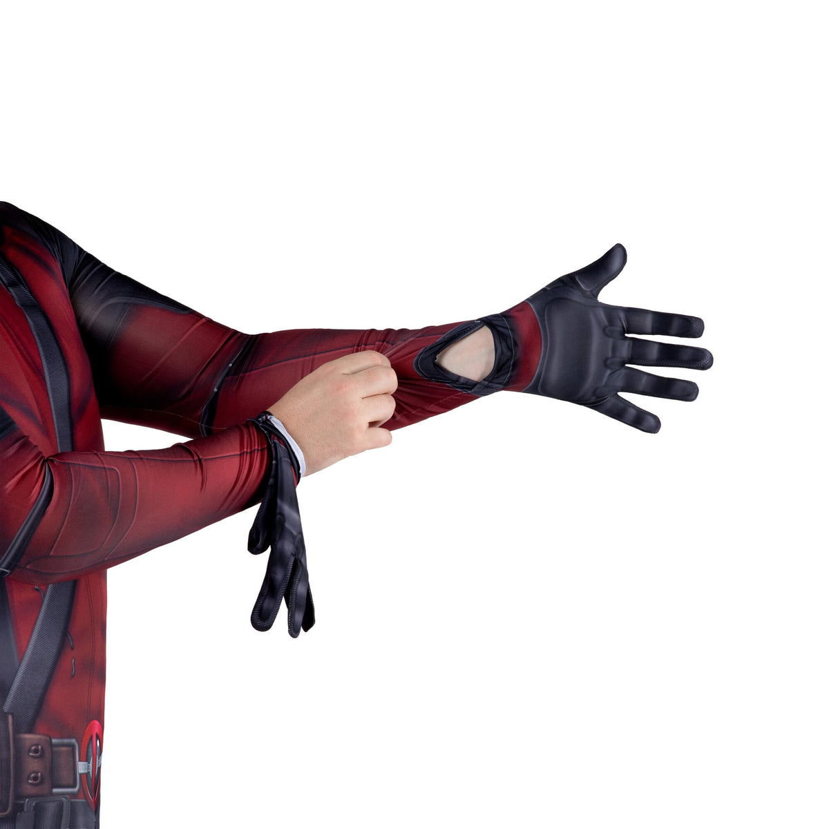 MARVEL Deadpool Official Adult Deluxe Zentai Halloween Costume - Stretch Spandex with Wrist Slits (L)