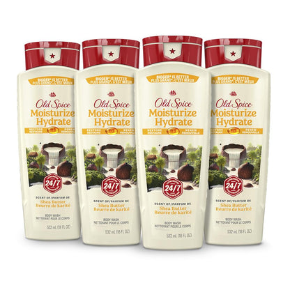 Old Spice Men's Body Wash Moisturize with Shea Butter, 24/7 Moisturization, Gentle on Skin, 2.12 L Total (4 Count of 532 mL Each) 🍁 All In One Marketplace Canada