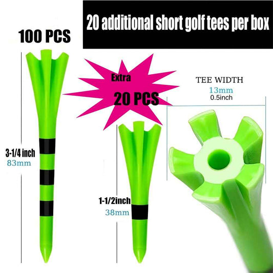 SWINGTEK 120 Pack Plastic Golf Tees,Contain 100 pcs 3-1/4 Inch Unbreakable Long Tees and 20 Short Tees,Mixed Color,Frictional Resistance Reduction 🍁 All In One Marketplace Canada
