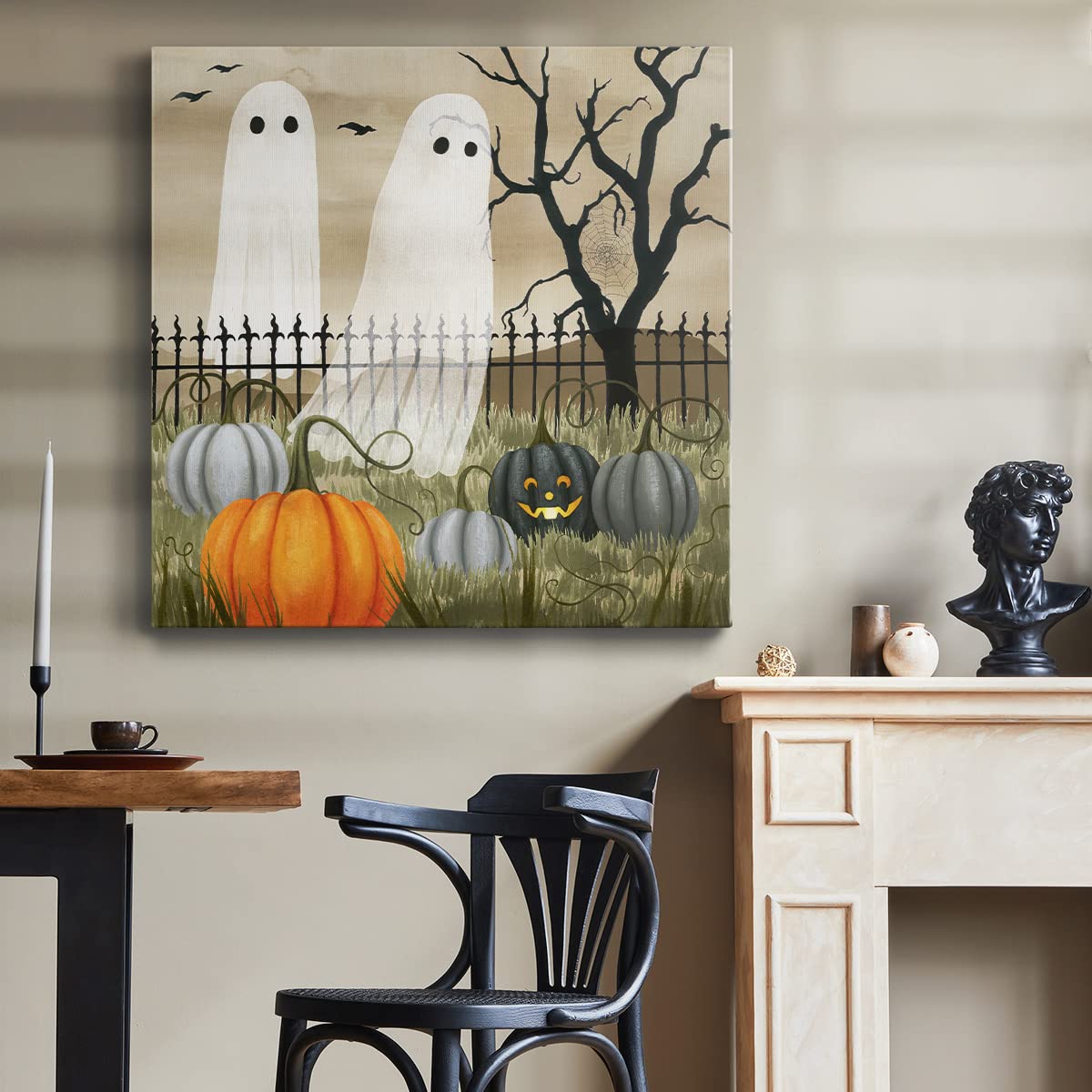 Renditions Gallery Modern Canvas Wall Art Pictures for Office Decorations Halloween Hunted Pumpkin Patch Premium Wall Hanging Wooden Artwork for Livingroom Kitchen Paintings - 32"X32" LT508