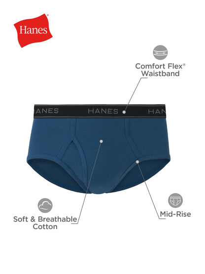 Hanes Mens 6-pack Exposed Waistband Mid-rise Briefs-underwear, White/Black, Small US 🍁 All In One Marketplace Canada