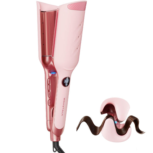 Wavytalk Power Wave Hair Crimper Curling Iron, Hair Curler for High-Volume Waves, Ventilation Design for Less Damage, Ionic Reduces Frizz, Effortless-Waver, Dual Voltage Hair Waver, Pink 🍁 All In One Marketplace Canada