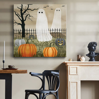 Renditions Gallery Modern Canvas Wall Art Pictures for Office Decorations Halloween Hunted Pumpkin Patch Premium Wall Hanging Wooden Artwork for Livingroom Kitchen Paintings - 32"X32" LT508