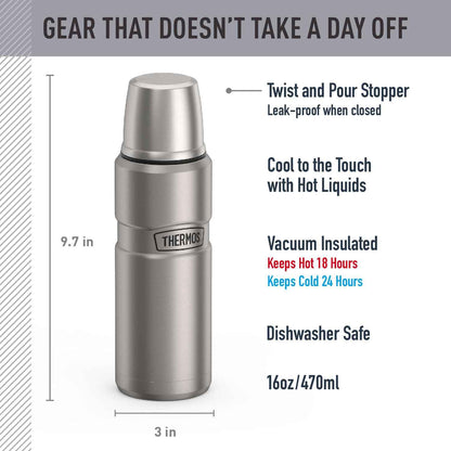 THERMOS Stainless King Beverage Bottle, 16oz, Matte Steel 🍁 All In One Marketplace Canada