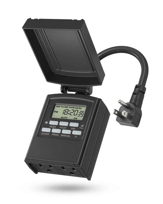 BN-LINK Outdoor Heavy Duty Timer Outlet, 2 Grounded Outlets for Christmas Lights, 15A 1/2HP, ETL Listed，Digital Timer 1 Pack 🍁 All In One Marketplace Canada