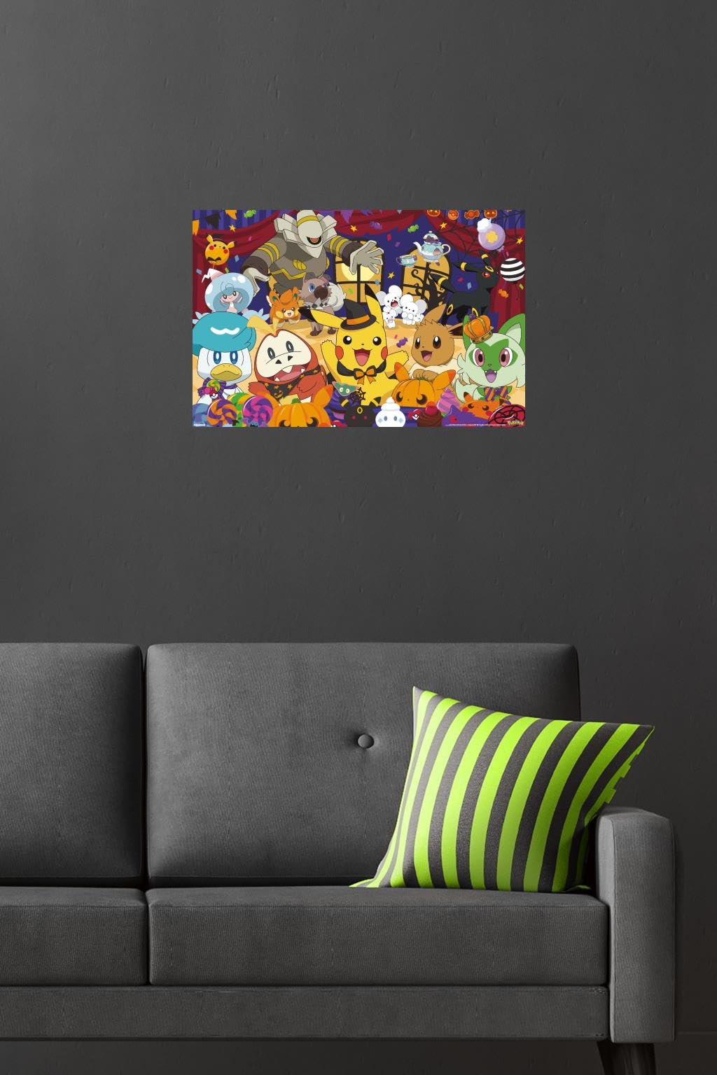 Pokémon: Halloween Party- Group Wall Poster, 22.4L" x 14.7W", Premium Poster & Mount Bundle