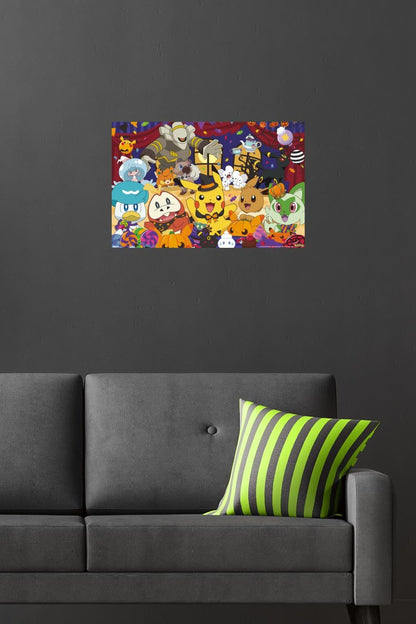 Pokémon: Halloween Party- Group Wall Poster, 22.4L" x 14.7W", Premium Poster & Mount Bundle