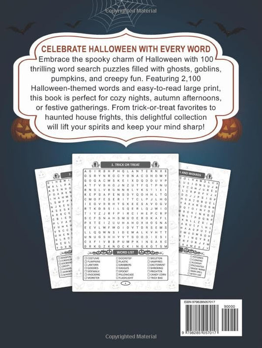 Halloween Word Search: 100 Large Print Puzzles with 2100 Spooky & Fun Words to Celebrate the Magic of Halloween