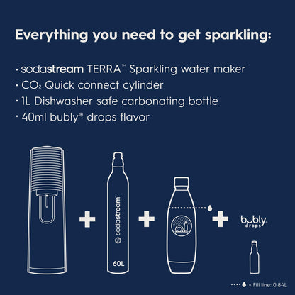 SodaStream Terra Sparkling Water Maker (Blue) with CO2 Cylinder, 1L Dishwasher Safe Bottle & Bubly Drink 🍁 All In One Marketplace Canada
