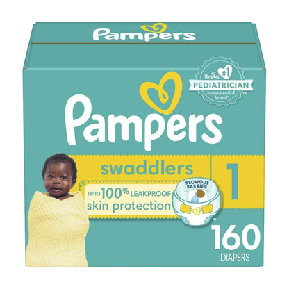 Pampers Swaddlers Diapers, Size 1, Absorbent, Keeps Baby Dry and Comfortable, Skin Safe Disposable Baby Diaper, 1 Pack (Count of 160) 🍁 All In One Marketplace Canada