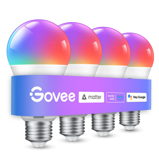 Govee Smart Light Bulbs, Color Changing Light Bulb, Work with Matter, Alexa and Google Assistant, 16 Million Colors RGBWW, WiFi & Bluetooth LED Light Bulbs, Music Sync, A19, 800 Lumens, 4 Pack 🍁 All In One Marketplace Canada