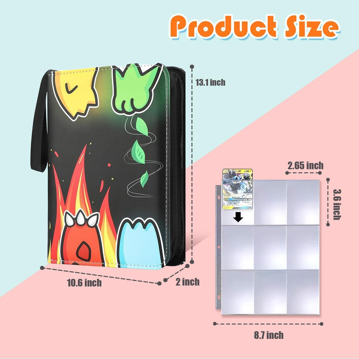 Card Binder, 9-Pocket Sleeves with 540 Cards Holder, Trading Waterproof, Corrugated Lining,Sports Cards Binder, TransparentCollection (9-Pocket) 🍁 All In One Marketplace Canada