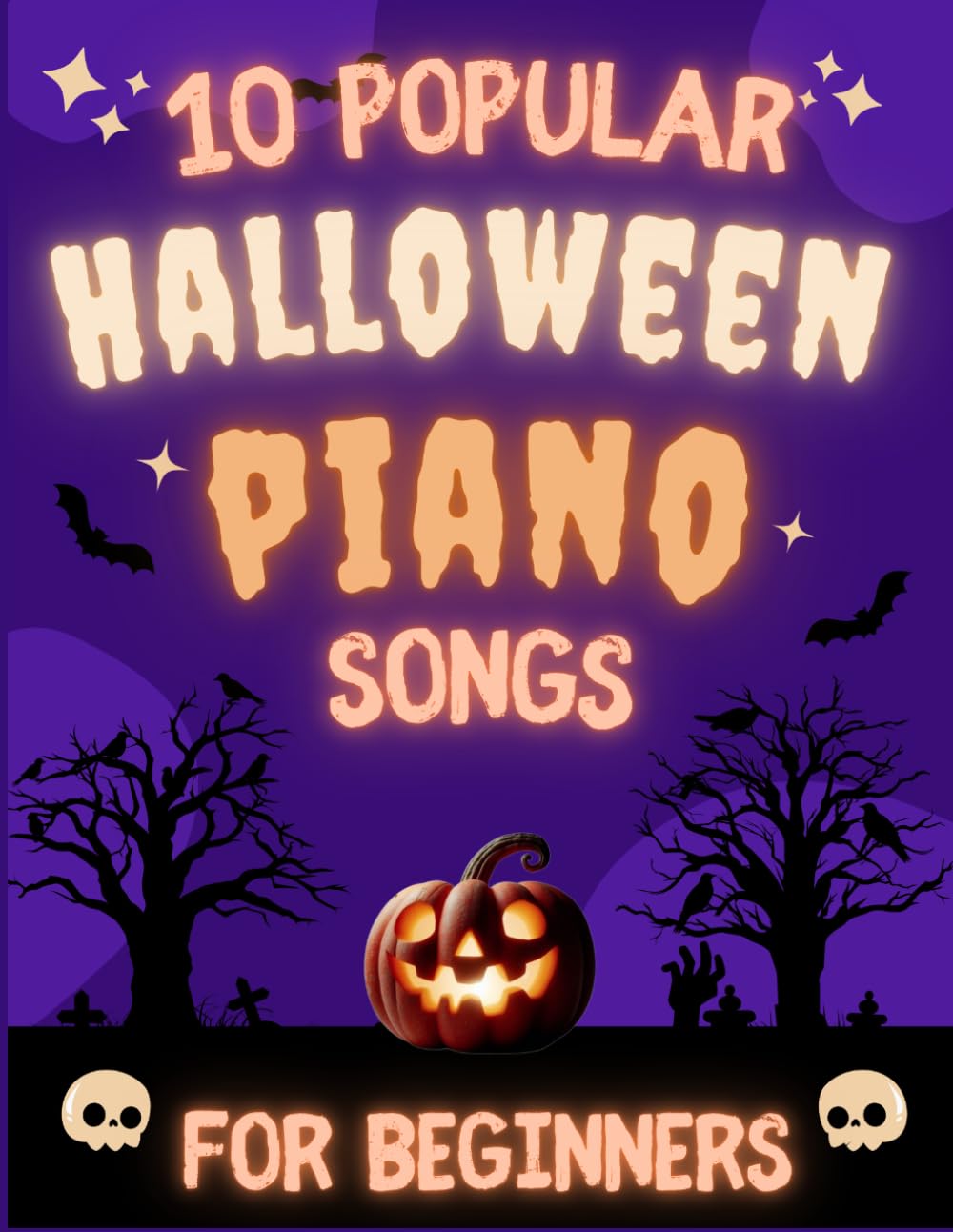 10 Popular Halloween Piano Songs for Beginners: Big-Note Format with Fingering & Audio tracks