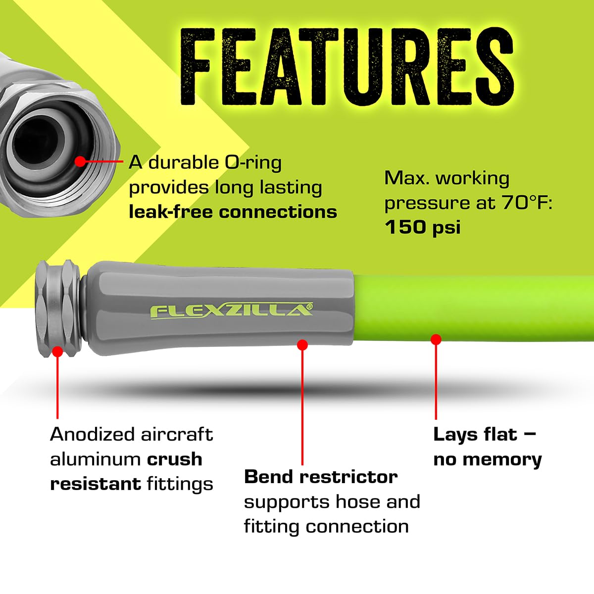 Flexzilla Garden Lead-In Hose, 5/8" X 10', Heavy Duty, Lightweight, Drinking Water Safe-HFZG510YW 🍁 All In One Marketplace Canada