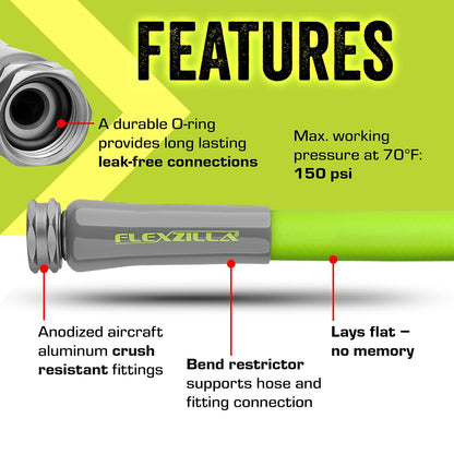 Flexzilla Garden Lead-In Hose, 5/8" X 10', Heavy Duty, Lightweight, Drinking Water Safe-HFZG510YW 🍁 All In One Marketplace Canada