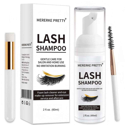 Eyelash Extension Shampoo 60 ml + Brush - Eyelid Foaming Cleanser - Sensitive Paraben & Sulfate Free - Eyelash Wash and Lash Bath for Extensions - Salon Use and Home Care 🍁 All In One Marketplace Canada