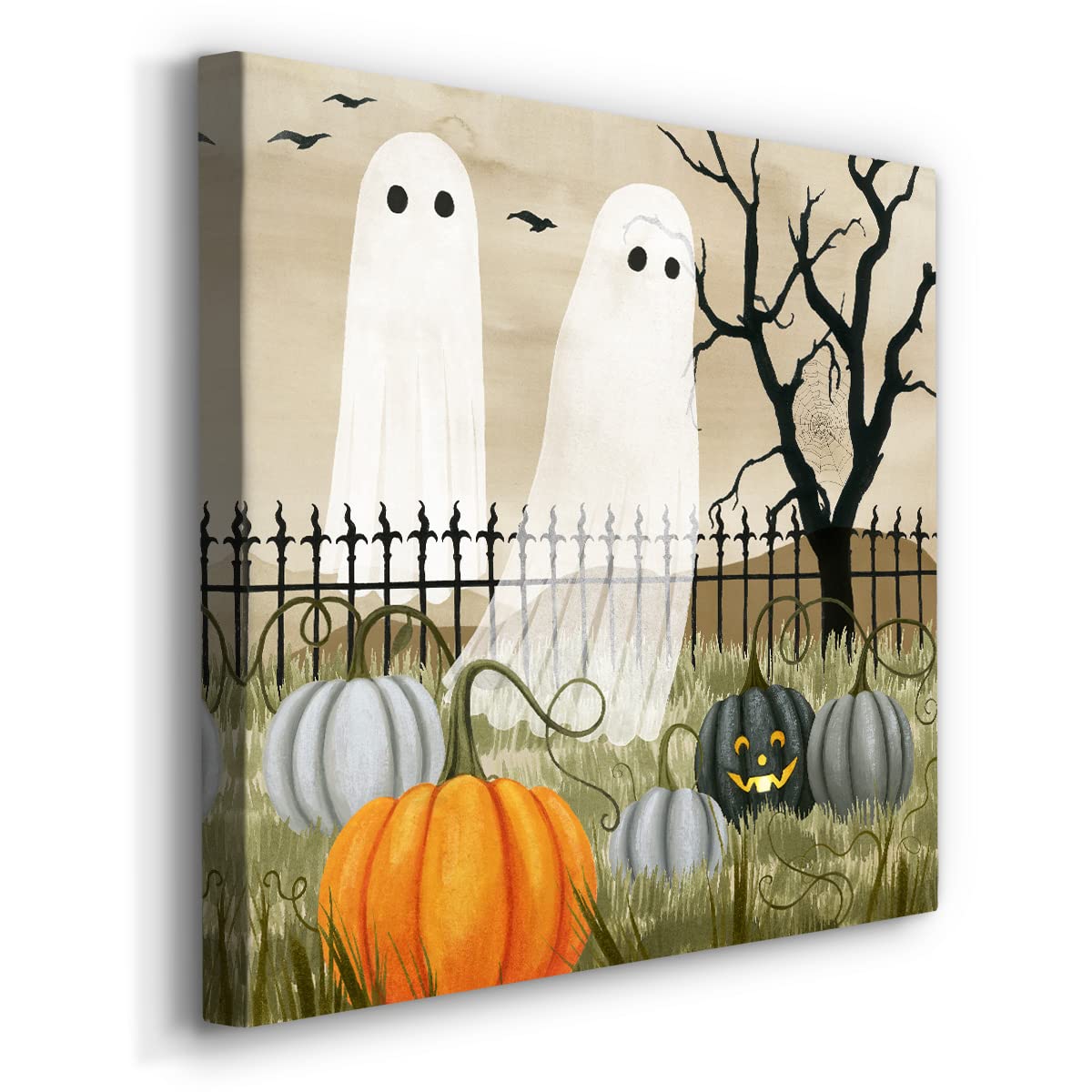 Renditions Gallery Modern Canvas Wall Art Pictures for Office Decorations Halloween Hunted Pumpkin Patch Premium Wall Hanging Wooden Artwork for Livingroom Kitchen Paintings - 32"X32" LT508