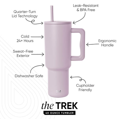 Simple Modern Tumbler with Handle and Straw | 40oz | Lavender 🍁 All In One Marketplace Canada
