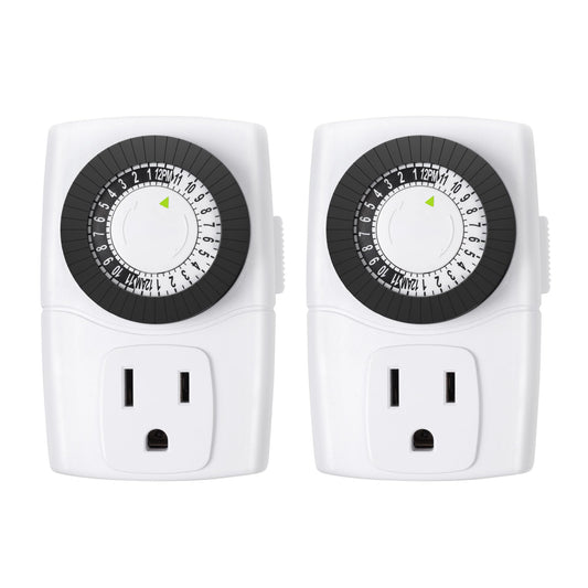 BN-LINK BND-60/U47 Indoor Mini 24-Hour Mechanical Outlet Timer, 3-Prong, 2-Pack 🍁 All In One Marketplace Canada