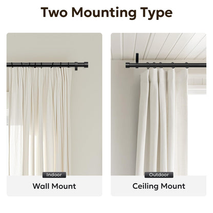 Zeerobee Curtain Rods for Windows 48 to 84, 1 Inch Black Heavy Duty Drapery Rods with Adjustable Length, Outdoor Modern Curtain Pole with Simple End Caps, 32"-86", Black 🍁 All In One Marketplace Canada