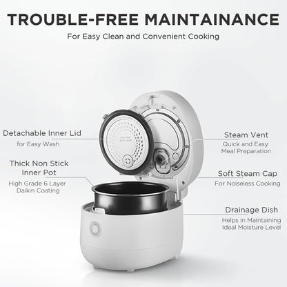 CUCKOO Rice Cooker 6 Cup Uncooked / 12 Cup Cooked, Modern Fuzzy Logic Rice Cooker Small with Delay Timer & Keep Warm Setting, Versatile Food Steamer for Cooking, Non-Stick Inner Pot, White (CR-0675FW) 🍁 All In One Marketplace Canada
