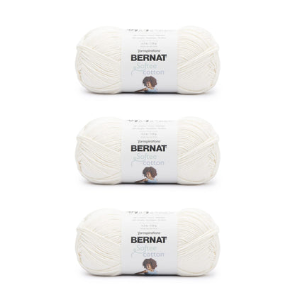 Bernat Softee Cotton Cotton Yarn - 3 Pack of 120g/4.25oz - Nylon - 3 DK (Light) - 254 Yards - Knitting/Crochet 🍁 All In One Marketplace Canada