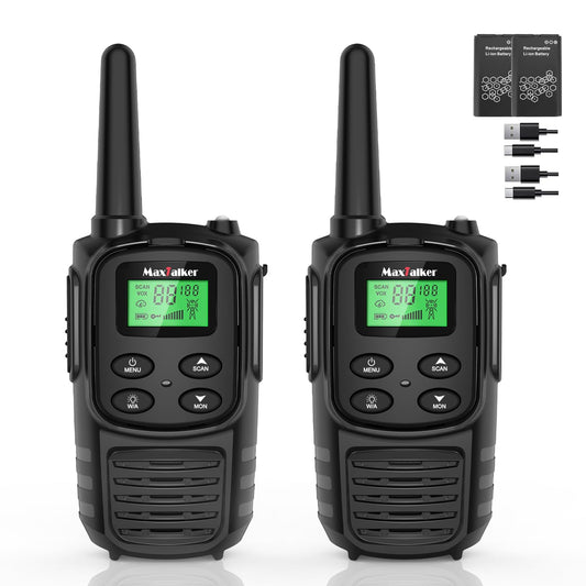 Walkie Talkies Long Range for Adult, MT10 Rechargeable Walkie Talkies FRS Two Way Radio, NOAA, 1200mAh Li-ion Battery USB-C Cable, LED Flashlight, VOX Walkie Talkie for Hiking Camping 2Pack 🍁 All In One Marketplace Canada