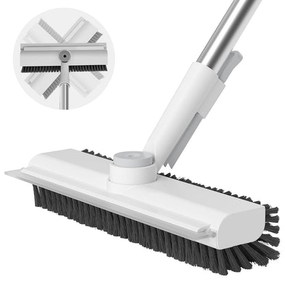 Floor Scrub Brush with Long Handle, 3 in 1 Scrape and Heavy-Duty Stiff Bristle Scrubber Brush for Cleaning Shower Bathroom, Patio, Garage, Kitchen, Wall and Deck 🍁 All In One Marketplace Canada