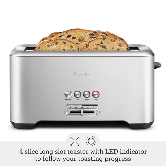 Breville A Bit More 4 Slice Toaster, silver - BTA730XL, 16.1 x 8.1 x 7.6 inches 🍁 All In One Marketplace Canada