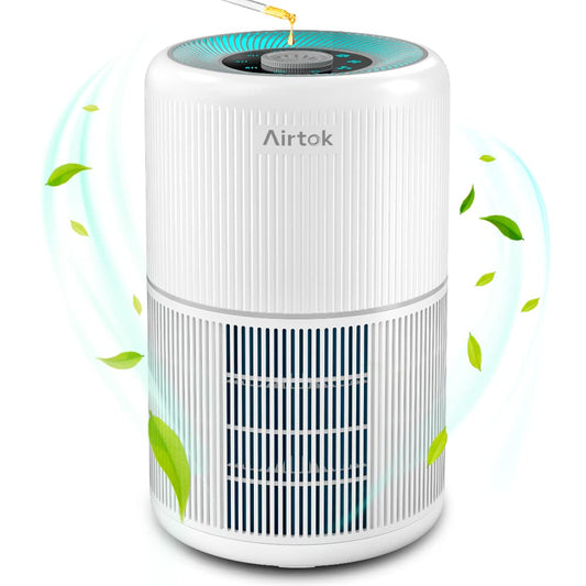 AIRTOK Air Purifiers for Bedroom Home, H13 True HEPA Air Filter for Smoke, Dust, Odors, Pollen, Pet Dander 99.97% Removal, Air Purifiers Large Room with Fragrance Sponge, White? 🍁 All In One Marketplace Canada