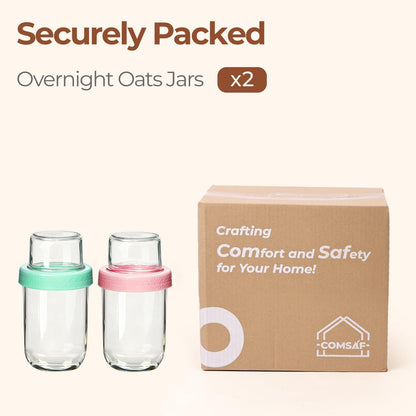 ComSaf Overnight Oats jars with Lids （16oz+4oz 2Pcs）, Dual-Laryer Chia Pudding Jars with Dry and Wet Separation, Yogurt Parfait Contianer for Oatmeal Cereal Nut Fruit, Meal Prep Glass Jars for Salad 🍁 All In One Marketplace Canada