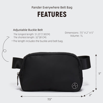 Pander 1L Fanny Pack Everywhere Belt Bag, Bum Bag Crossbody Bags for Women with Adjustable Strap (Black) 🍁 All In One Marketplace Canada