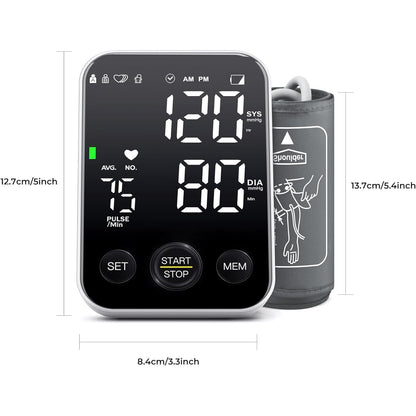 Blood Pressure Machine for Home Use Automatic Blood Pressure Monitor with 2x120 Reading Memory Adjustable Arm Cuff 8.7"-15.7" with Large LED Backlit Display Black 🍁 All In One Marketplace Canada