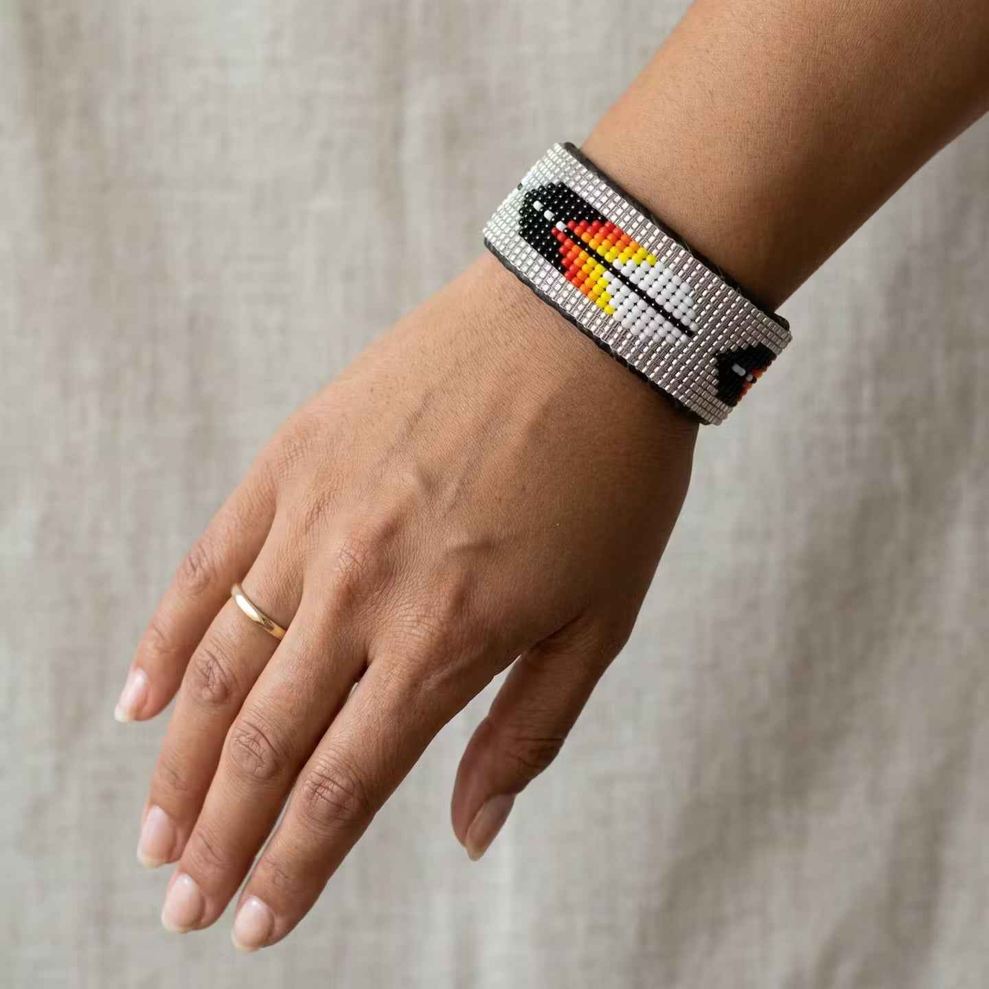 Beaded Cuff Bracelet(Silver)