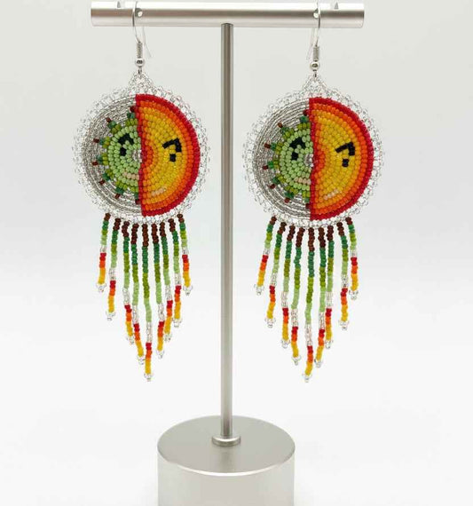 Silver Sun & Moon Beaded Fringe
