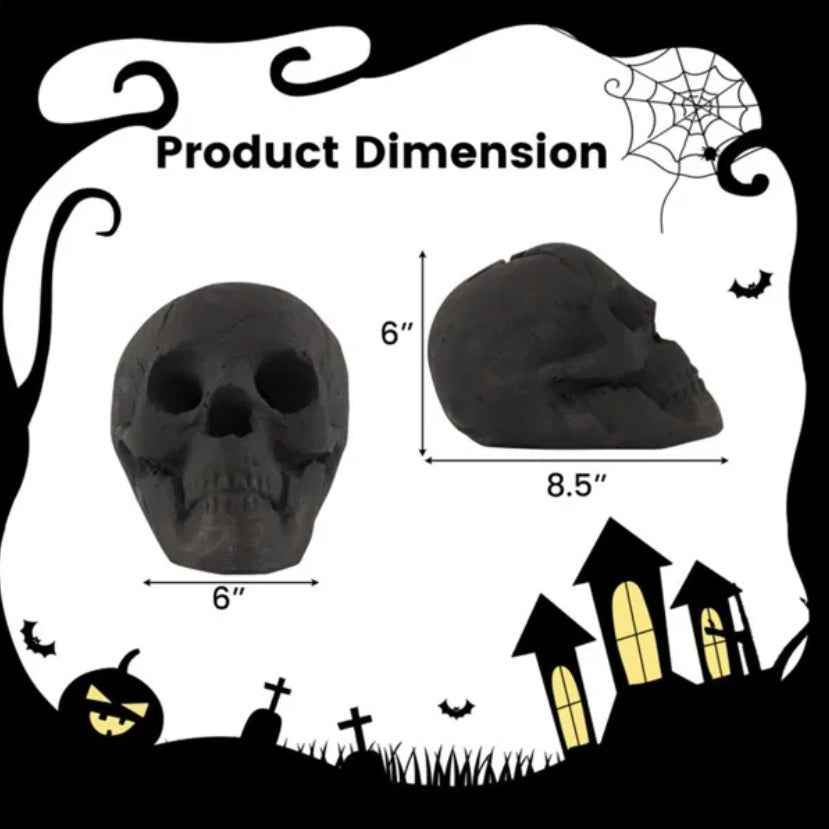 Ceramic Halloween Fire Pit Skull – Realistic Flame Effect Outdoor Decoration