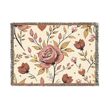 Floral Woven Blanket — Vintage Rose Throw