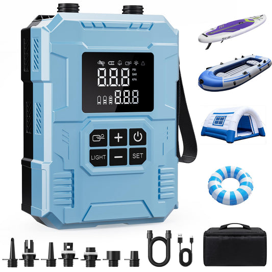 S8 Electric Paddle Board Pump, 22 PSI 59.2Wh Cordless Rechargeable SUP Pump, 4X Faster Dual-Stage Inflation & Deflation, Portable Air Pump with LED Light & Auto-Off for SUP, Kayak, Surfing Kite, Boat 🍁 All In One Marketplace Canada
