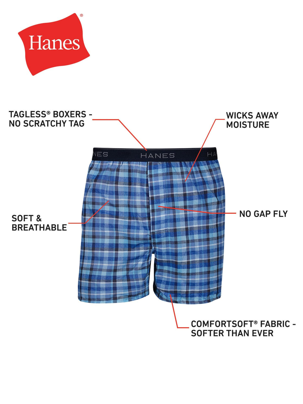 Hanes Men's 4 Pack FreshIQ Cotton Woven Boxer, Assorted, Large 🍁 All In One Marketplace Canada