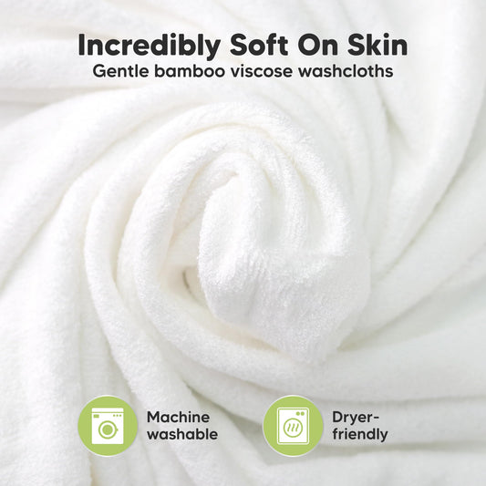 6-Pack Organic Baby Washcloths - Soft Viscose from Bamboo Washcloth, Baby Wash Cloths, Baby Wash Cloth for Newborn, Kids, Bath Baby Towels, Face Towel, Face Cloths (White) 🍁 All In One Marketplace Canada