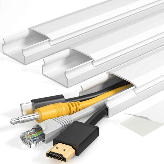 Yecaye TV Cord Hider, 42in Cord Cover, Large Cable Hider, Wire Covers for 4 Cords, Cable Raceway for TV on Wall, Cable Cover Cord Concealer, W1.18in H0.6in, White 🍁 All In One Marketplace Canada