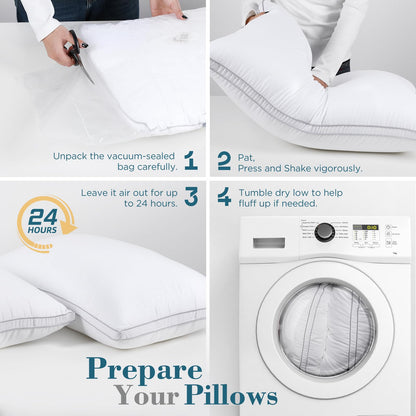 viewstar Bed Pillows Queen Size 2 Pack, Firm Support Gusseted Side Sleeper Hotel Pillow for Back and Stomach Sleeping, White 🍁 All In One Marketplace Canada