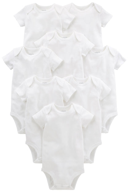 Simple Joys by Carter's Baby 8-Pack Short-Sleeve Bodysuit, White, 6-9 Months 🍁 All In One Marketplace Canada