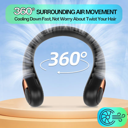 Portable Neck Fan with LED Display & 360° Cooling Airflow, 3 Speed Settings Bladeless Cooler, 4000mAh Rechargeable Battery, Ultra-Quiet Personal Fan for Home, Office, Travel, Sports 🍁 All In One Marketplace Canada